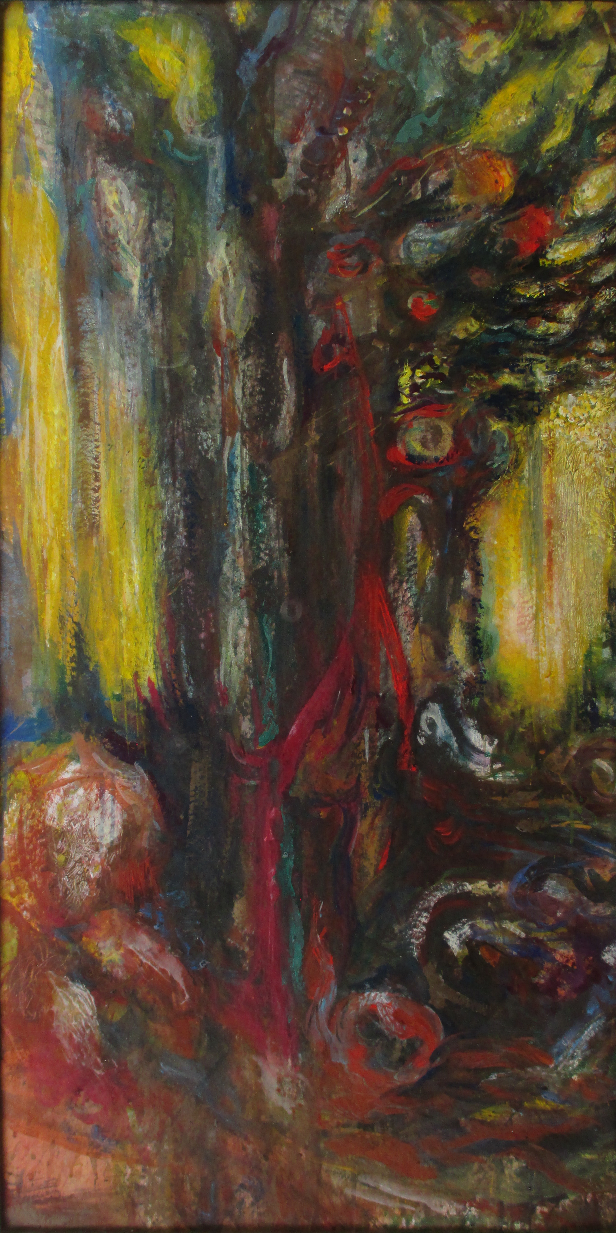 Tree - Original 1993 Framed Tempera Painting